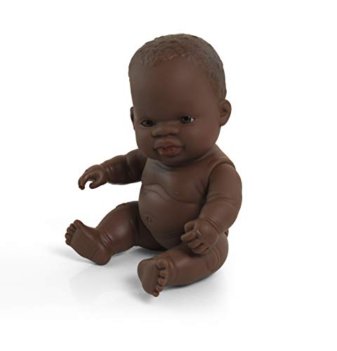 Miniland- Baby Africana Niña 21cm Muñeco, Color real (31144)