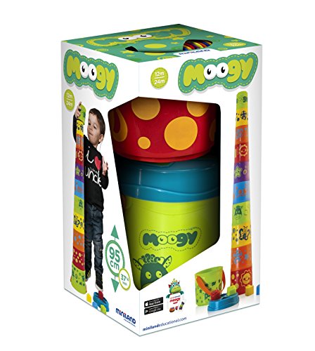 Miniland- Giantte Moogy Apilable Gigante para bebés y niños. La Torre alcanza 95cm, Multicolor (96285)