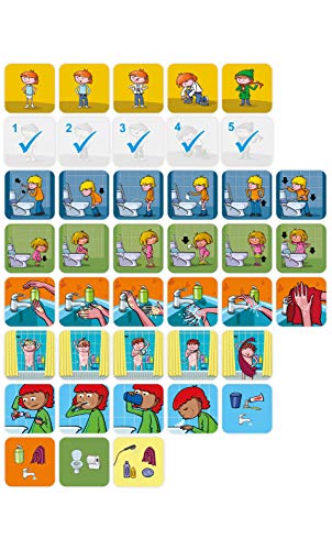 Miniland- Learning Sequences: Hygiene Habits Juego de lenguaje para niños, Multicolor (31968)