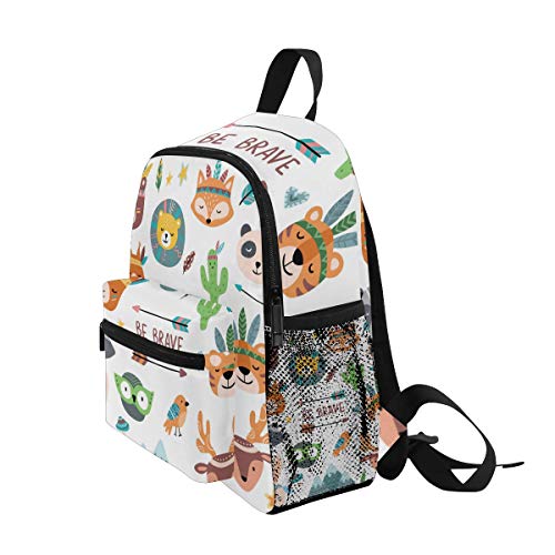 Mochila para niños Divertido Tribal Salvaje Zoológico Animal Kindergarten Preescolar Bolsa para niñas de niños pequeños