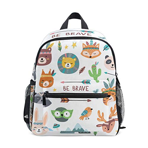 Mochila para niños Divertido Tribal Salvaje Zoológico Animal Kindergarten Preescolar Bolsa para niñas de niños pequeños