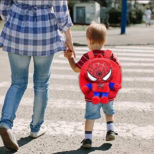 Mochila Spiderman-Tomicy Marvel Mochilas, 3D Mochila Infantil para Colegio Deporte, Bonita Mochila de Cristal y Terciopelo, Unisex Regalos Para Niños para niños de 1 a 3 años, Rojo