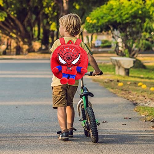 Mochila Spiderman-Tomicy Marvel Mochilas, 3D Mochila Infantil para Colegio Deporte, Bonita Mochila de Cristal y Terciopelo, Unisex Regalos Para Niños para niños de 1 a 3 años, Rojo