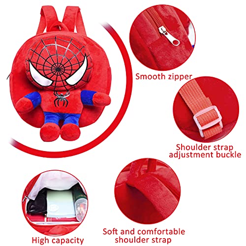 Mochila Spiderman-Tomicy Marvel Mochilas, 3D Mochila Infantil para Colegio Deporte, Bonita Mochila de Cristal y Terciopelo, Unisex Regalos Para Niños para niños de 1 a 3 años, Rojo