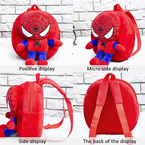 Mochila Spiderman-Tomicy Marvel Mochilas, 3D Mochila Infantil para Colegio Deporte, Bonita Mochila de Cristal y Terciopelo, Unisex Regalos Para Niños para niños de 1 a 3 años, Rojo