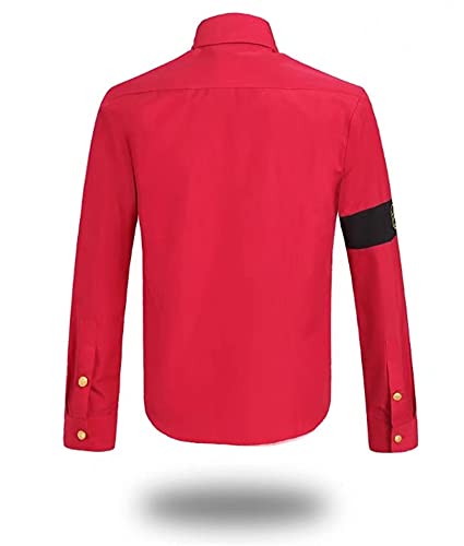 Moda MJ Professional Cosplay Danza Camisa para Hombre Estilo Michael J CTE Danza Camisa para MJ Fans Espectáculo de imitación Camisas Casual Hombre Blanca en Colores Rojos