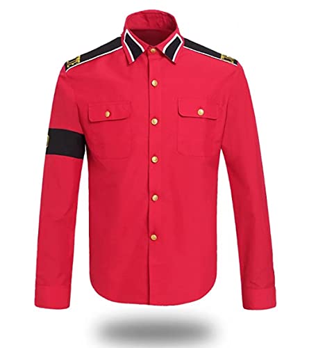 Moda MJ Professional Cosplay Danza Camisa para Hombre Estilo Michael J CTE Danza Camisa para MJ Fans Espectáculo de imitación Camisas Casual Hombre Blanca en Colores Rojos