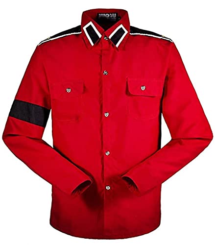 Moda MJ Professional Cosplay Danza Camisa para Hombre Estilo Michael J CTE Danza Camisa para MJ Fans Espectáculo de imitación Camisas Casual Hombre Blanca en Colores Rojos