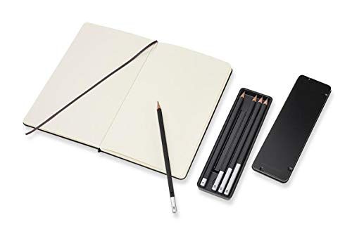 Moleskine - Art Collection Sketching Kit, Cuaderno para Bocetos con Tapa Dura y Cierre Elástico, Papel Adecuado para Lápices y Pinturas, Negro, Grande 13 x 21 cm, 104 Páginas