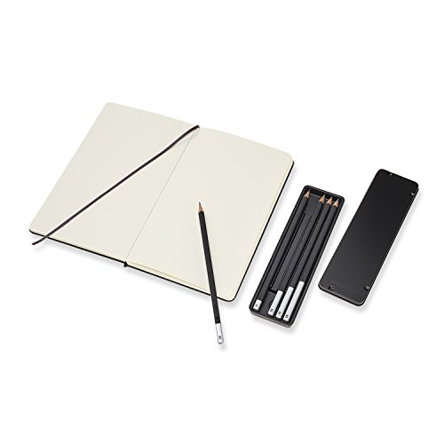 Moleskine - Art Collection Sketching Kit, Cuaderno para Bocetos con Tapa Dura y Cierre Elástico, Papel Adecuado para Lápices y Pinturas, Negro, Grande 13 x 21 cm, 104 Páginas