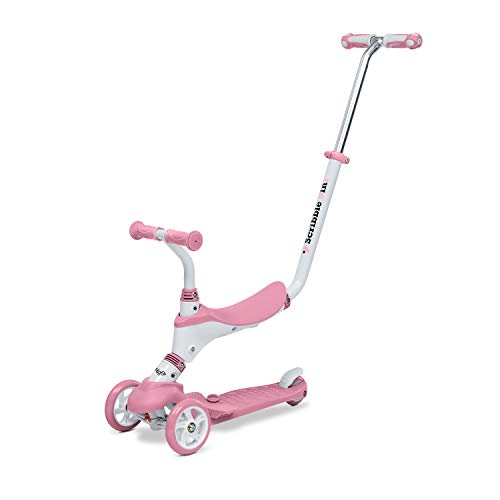 Mondo On&Go - Scribble Patinete para niños 5 en 1 - Patinete con Asiento, Pedales de Goma Suave y Grande Scooter de 3 Ruedas para niños - Edad de 1 a 5 años - MAX 50 kg - Color Rosa - 28575