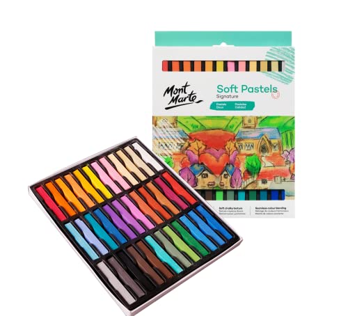 Mont Marte Pastel Suave - 36 piezas - Tiza Pastel - Perfecto para pinturas coloridas y expresivas - Ideal para Principiantes, Profesionales y Artistas