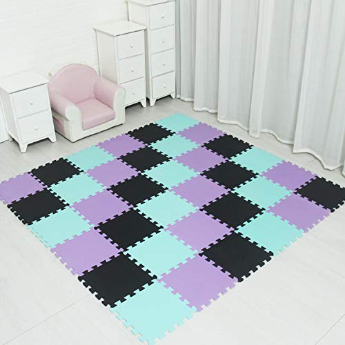 MQIAOHAM Alfombra de enclavamiento 30 x 30 1cm Azulejos de espuma Esteras de protección Esteras juegos espuma suave para niños en el gimnasio Área juegos Ejercicio Yoga negro verde púrpura 104108111