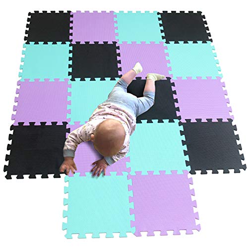 MQIAOHAM Alfombra de enclavamiento 30 x 30 1cm Azulejos de espuma Esteras de protección Esteras juegos espuma suave para niños en el gimnasio Área juegos Ejercicio Yoga negro verde púrpura 104108111