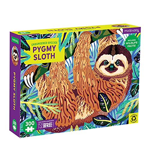 MudPuppy-300 pcs Endangered Species Puzzle/Pygmy Sloth Rompecabezas, Multicolor (356713)