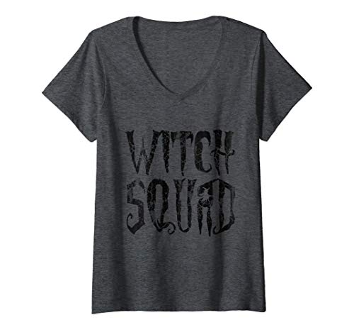 Mujer Disfraz de escuadrón de brujas de Halloween Camiseta Cuello V