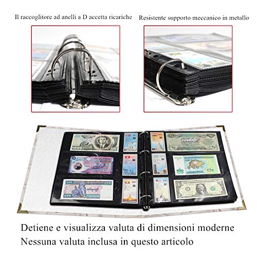 MUROAD 120 bolsillos para billetes, álbum de colección de monedas, archivador clásico para recoger dinero de papel, libro de almacenamiento, álbum de suministros