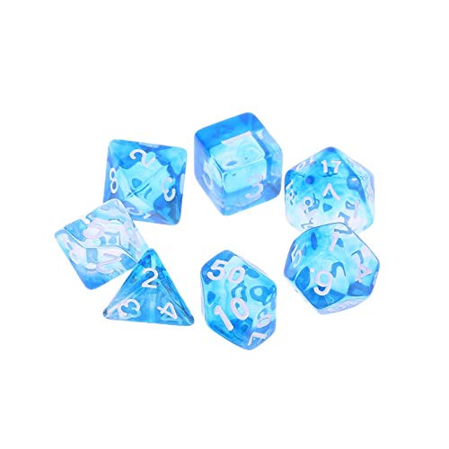 MURUI ZX 7pcs Dados de Lado Transparente D4 D6 D8 D10 D12 D20 Dungeons & Dragon D & DRPG Conjunto de Juegos de Mesa de Mesa de Poly Y212 (Color : Blauw)