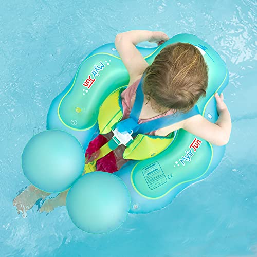 Myir JUN Flotador bebé, Anillo de Natación para bebés de Piscina Flotador Inflable para Niños Flotador de Natación Nadar Anillo Cintura Ajustable(Azul, L)