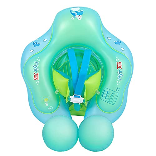 Myir JUN Flotador bebé, Anillo de Natación para bebés de Piscina Flotador Inflable para Niños Flotador de Natación Nadar Anillo Cintura Ajustable(Azul, L)