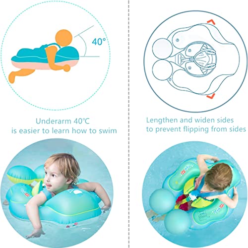 Myir JUN Flotador bebé, Anillo de Natación para bebés de Piscina Flotador Inflable para Niños Flotador de Natación Nadar Anillo Cintura Ajustable(Azul, L)