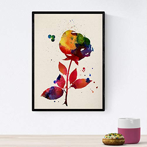 Nacnic Poster de Flor con diseño acuarela. Mix de láminas con estilo acuarela para decoración de interiores. Tamaño A4