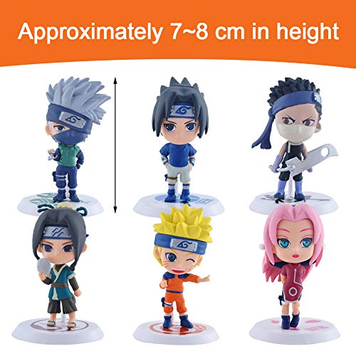 Naruto Cupcake Toppers, BKJJ 6PCS Decoración De Pastel De Naruto Cake Topper Naruto Figuras Set Naruto Happy Birthday Party Supplies Decoraciones