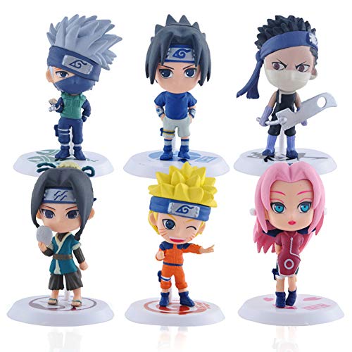 Naruto Cupcake Toppers, BKJJ 6PCS Decoración De Pastel De Naruto Cake Topper Naruto Figuras Set Naruto Happy Birthday Party Supplies Decoraciones