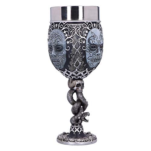 Nemesis Now Collectable Goblet Harry Potter Death Eater Mask Voldemort-Cáliz Coleccionable, Resina, Plateado Y Negro, 19.5cm