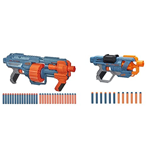 Nerf- Elite 2.0 Shockwave Rd-15 + Lanzador Elite 2.0 Commander RD-6, 12 Oficiales, Tambor rotatorio de 6 Dardos