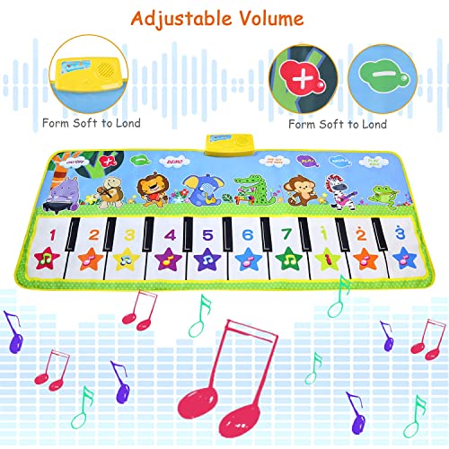 NEWSTYLE Alfombra Musical,Alfombra Infantil con 8 Instrumentos 10 Teclas de Piano Infantil Educativo Juguete para Niños de 1 2 3 4 5 Años, Regalos Originales Bebes,135 x 59 cm