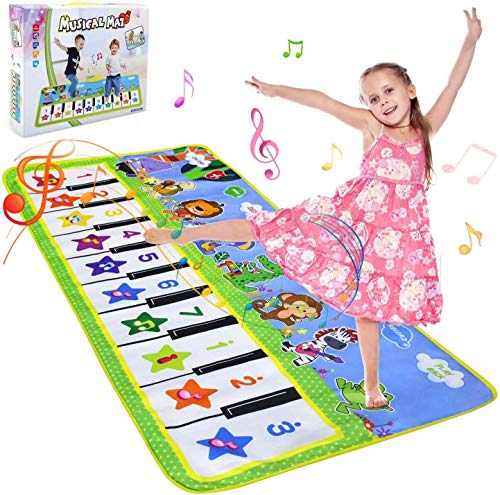 NEWSTYLE Alfombra Musical,Alfombra Infantil con 8 Instrumentos 10 Teclas de Piano Infantil Educativo Juguete para Niños de 1 2 3 4 5 Años, Regalos Originales Bebes,135 x 59 cm