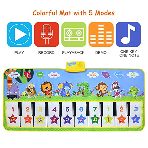 NEWSTYLE Alfombra Musical,Alfombra Infantil con 8 Instrumentos 10 Teclas de Piano Infantil Educativo Juguete para Niños de 1 2 3 4 5 Años, Regalos Originales Bebes,135 x 59 cm