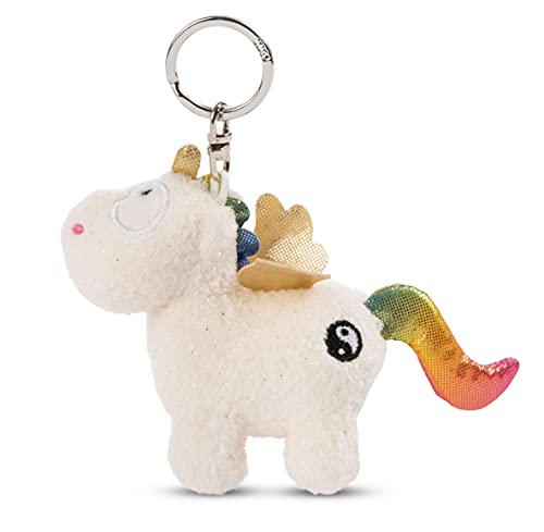 NICI- Llavero Unicornio Rainbow Yang 10cm, Color Blanco/Multicolor (47371)