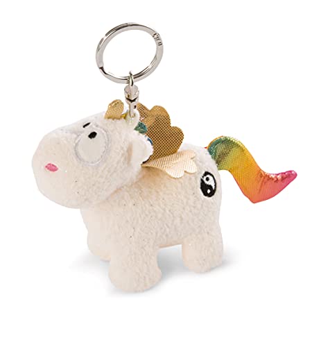 NICI- Llavero Unicornio Rainbow Yang 10cm, Color Blanco/Multicolor (47371)