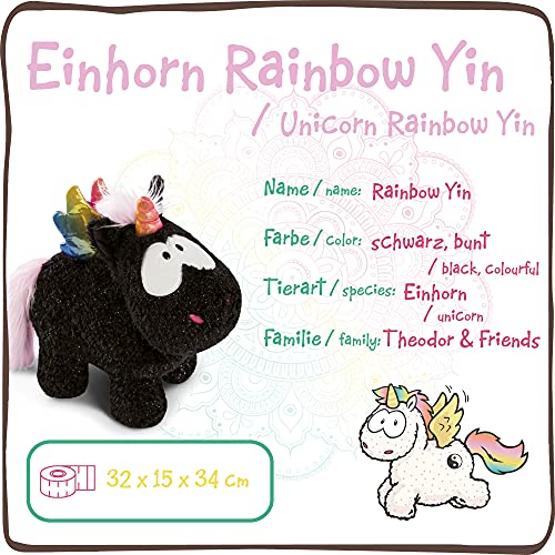 NICI tierno Yin 32 cm – Juguetes de Criaturas místicas, niños, bebés y Amantes de los Animales de Peluche, Unicornios esponjosos para abrazar y Jugar, Color Negro y Multicolor (47378)