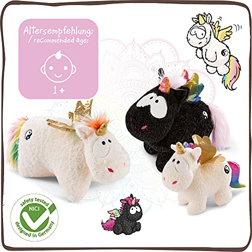 NICI tierno Yin 32 cm – Juguetes de Criaturas místicas, niños, bebés y Amantes de los Animales de Peluche, Unicornios esponjosos para abrazar y Jugar, Color Negro y Multicolor (47378)