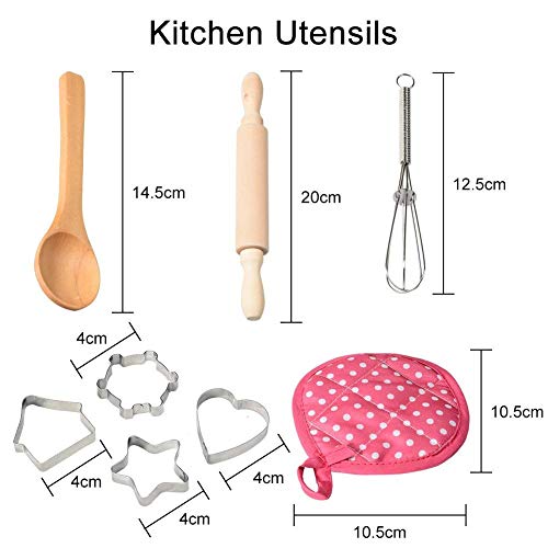 NIWWIN Chef Set Delantales para niños, 11 Piezas para niños, Cocina, Cocina, horneado a Prueba de Agua para Regalo de niña