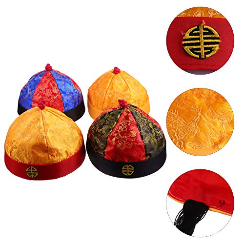 NOLITOY 4 Piezas Chino Estilo Oriental Gorra Fiesta Cosplay Gorras Juego Juego Emperador Sombrero Sombrero Sombrero con Trenzas Accesorios de Rendimiento