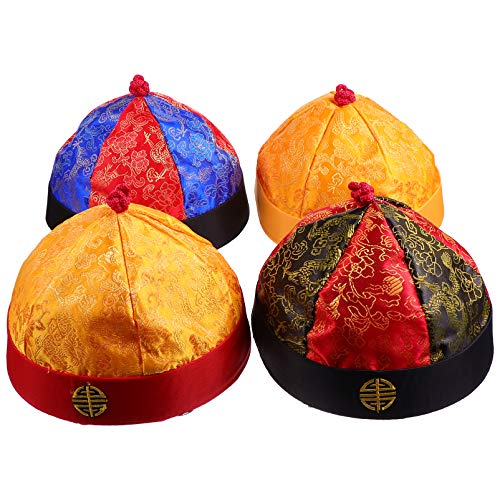 NOLITOY 4 Piezas Chino Estilo Oriental Gorra Fiesta Cosplay Gorras Juego Juego Emperador Sombrero Sombrero Sombrero con Trenzas Accesorios de Rendimiento