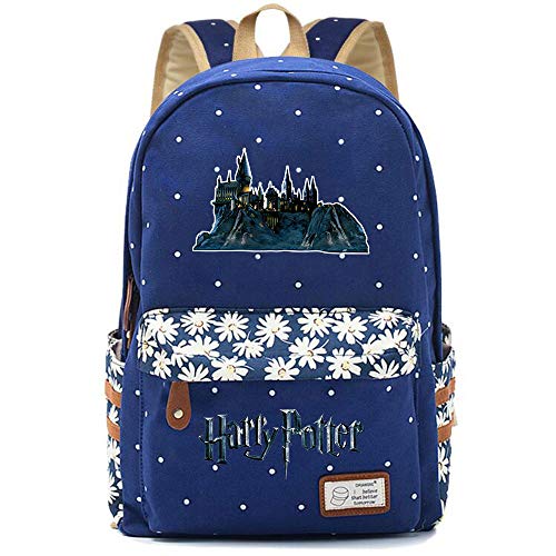 NYLY Mochila Floral Harry Potter Mochila Hogwarts,Teen Boys Girls Fashion Mochila Escolar Bolsa de Cuaderno Unisex （Azul Oscuro） Estilo-6