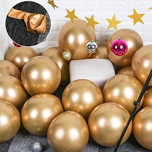 O-Kinee LAKIND Globos Metalizados 50-Pack Globos Metalicos Globo Metalizado Globos De Helio Globos De Látex para La Fiesta De Cumpleaños (Golden-50pcs)