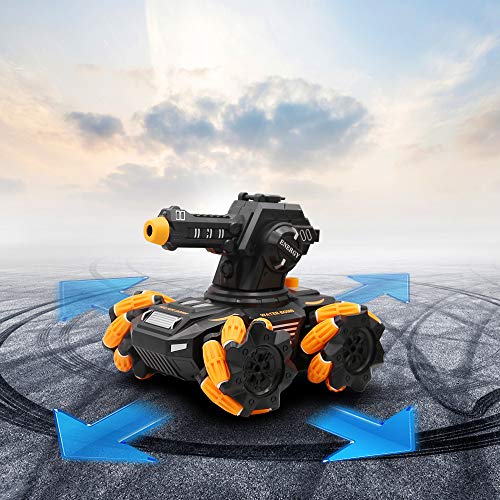 OBEST RC Tanque Coche Vehículo Blindado Teledirigido del Truco 2.4G, Puede Disparar Canicas, 360 ​°Desplazamiento Lateral Deriva, Tanque Panzer para Niños del Juguete Cumpleaños Regalo