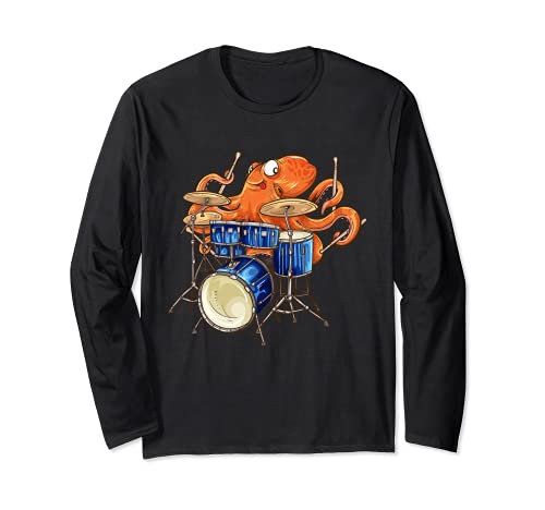 Octopus Playing Drums Rock Band Music Cuttlefish Kraken Manga Larga