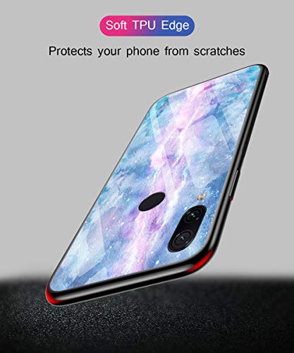 Oihxse Colorido Gradual Cristal Estilo Case Compatible con Xiaomi Mi 8 Lite Funda Vidrio Templado Trasera Carcasa Borde de Silicona Suave Protectora Ultra Fino Anti-arañazos