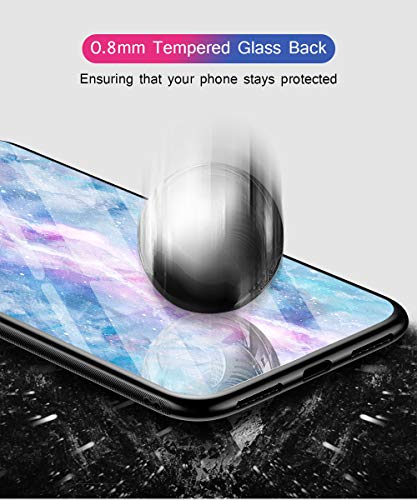 Oihxse Colorido Gradual Cristal Estilo Case Compatible con Xiaomi Mi 8 Lite Funda Vidrio Templado Trasera Carcasa Borde de Silicona Suave Protectora Ultra Fino Anti-arañazos