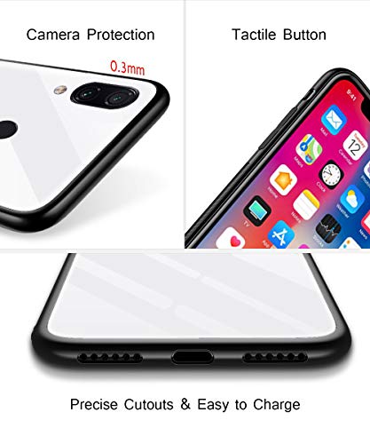 Oihxse Colorido Gradual Cristal Estilo Case Compatible con Xiaomi Mi 8 Lite Funda Vidrio Templado Trasera Carcasa Borde de Silicona Suave Protectora Ultra Fino Anti-arañazos