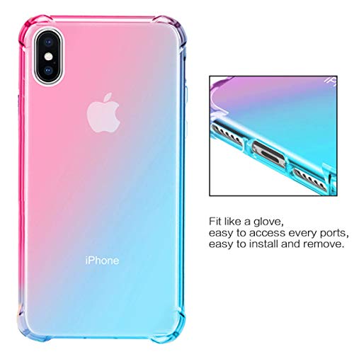 Oihxse Cristal Case - Compatible con OPPO Reno Z Funda, Ultra-Delgado Silicona TPU Suave Airbag Gradiente de Color Carcasa Elegante Moda Lindo Protectora Cubierta (Rosa Verde)