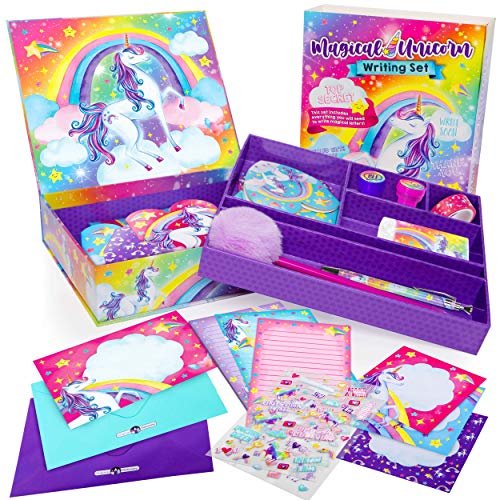 Original Stationery Set de Papel de Carta Unicornio Juego de 45 Piezas de Papelería para Niñas, Niños, Regalos de Unicornio para Niñas de 10 a 12 años Regalo Infantil Niña Niño