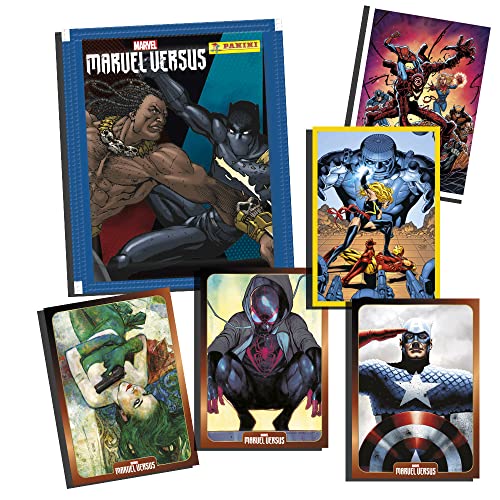 Panini MARVEL VERSUS - Lote de 10 sobres con pegatinas y 1 carta de edición limitada (versión en francés)